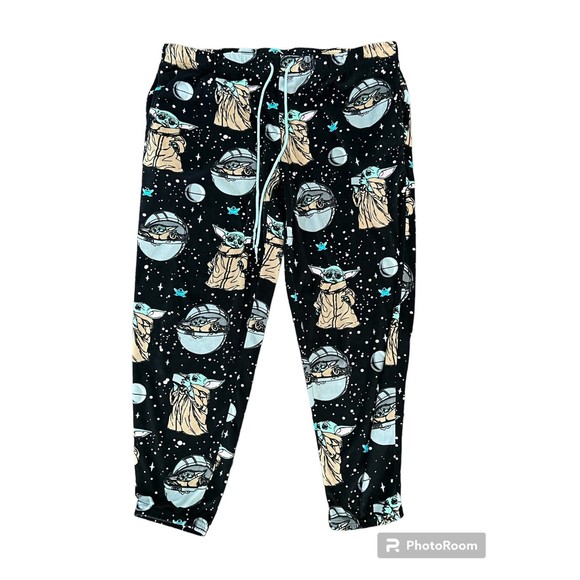 Star Wars Pajama Pants Womens XL Black Yoda All Over‎ Graphic Print Drawstring - Picture 1 of 8